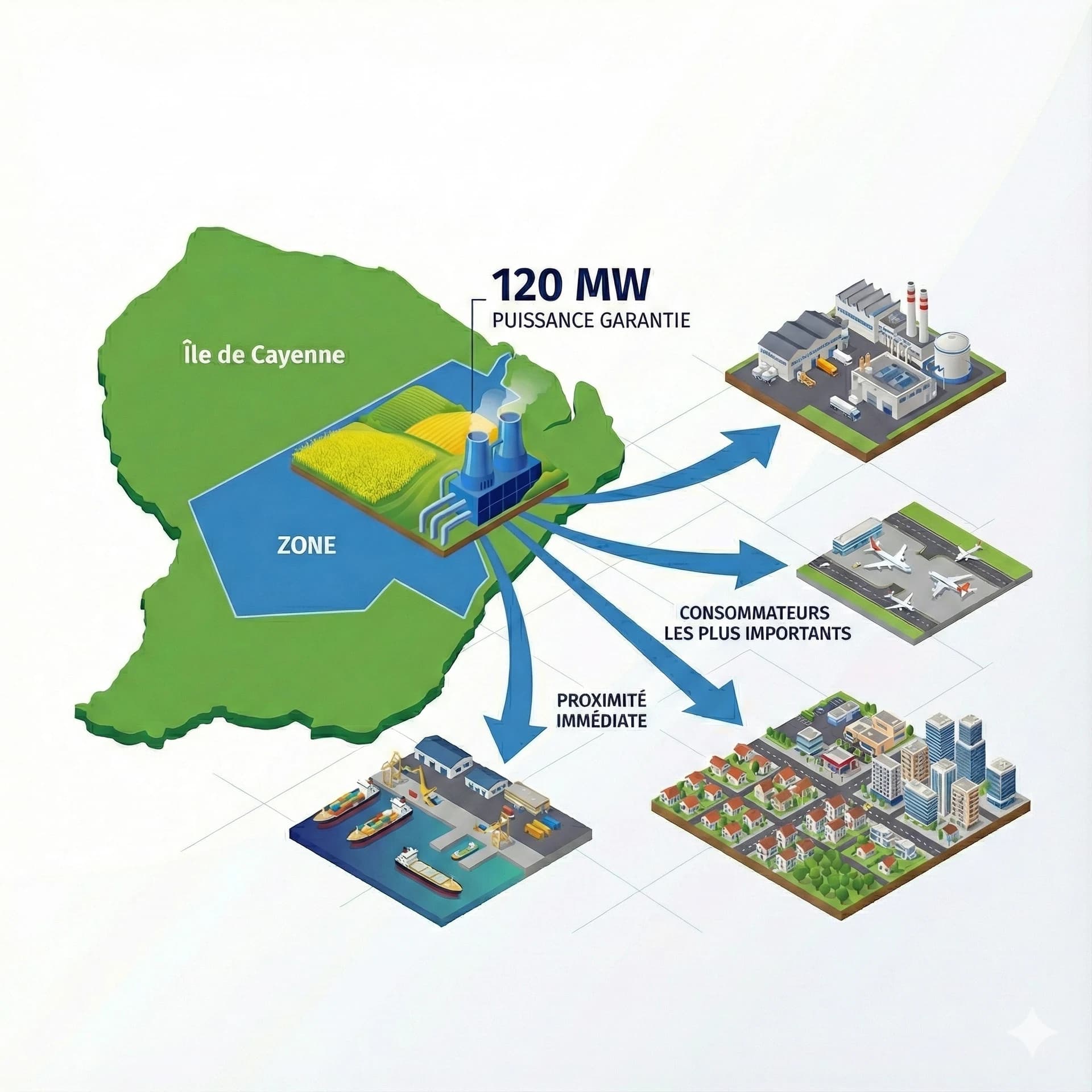 Localisation stratégique de la Centrale Bioénergie du Larivot en Guyane